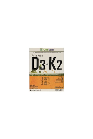Orbivital D3k2 Vitamini Dilaltı Sprey 20,1 Ml 25 Mcg D3 Vitamini Ve 50 Mcg K2 Vitamini