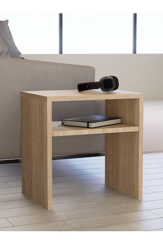 Detamob Fonksiyonel Yan Sehpa, Zigon Sehpa Mdf Meşe