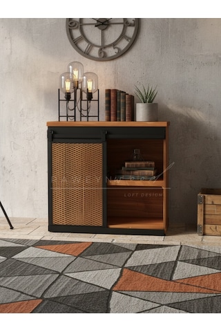 Raweyn Genus Doğal Ahşap Sürgülü Konsol 100cm Açık Ceviz