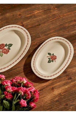 Bella Maison Rose Porselen Sunum Tabağı 25 Cm Sarı