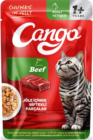 Cango Yaş Yetişkin Kedi Maması Etli Biftekli 80 Gr