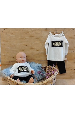 2'li Uzun Kollu Erkek Bebek Takımı Pamuklu Kumaş Hediyelik Bebek Giyim 6-9, 9-12,12-18, 18-24, 24-36 Siyah