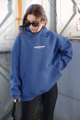 Madmext Mad Girls Saks Baskılı Oversize Sweatshirt Mg1287
