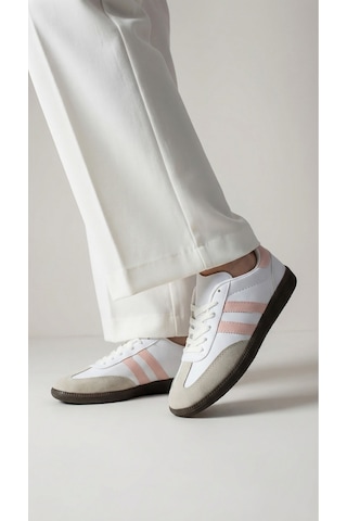 Wipper Retro Serisi Vintage Tasarım Günlük Sneakers Old Money Stil Şık Ve Rahat Kadın Spor Ayakkabı Beyaz Pudra Pembe