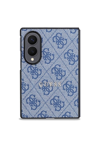 Samsung Uyumlu Galaxy Z Fold 8 Kılıf Guess Lisanslı M-safe Şarj Özellikli Pu Deri 4g Desenli Yazı Logolu Kapak Mavi