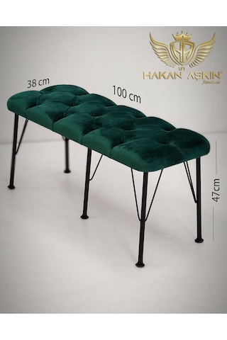 By Hakan Aşkın Metal Ayaklı Babyface Puf & Bench Yeşil Baby Face Yeşil
