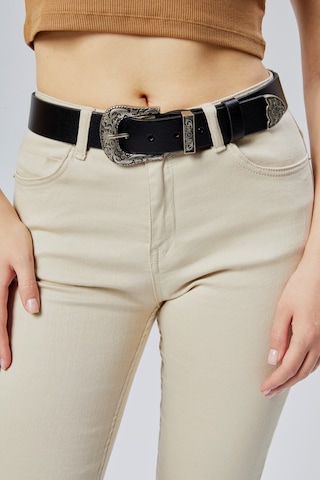 %100 Hakiki Şık Kadın Kemeri Antik Gümüş Desenli 4cm Siyah