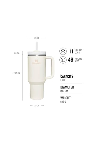 Stanley Quencher Pipetli Termos Bardak, Krem, 1.18 Litre Çok Renkli