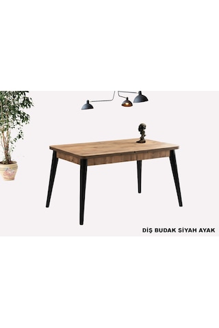 Kelebek Açılır Mdf Masa Mutfak,salon,yemek Odası Masası 80x130 Cm Dişbudak - Siyah