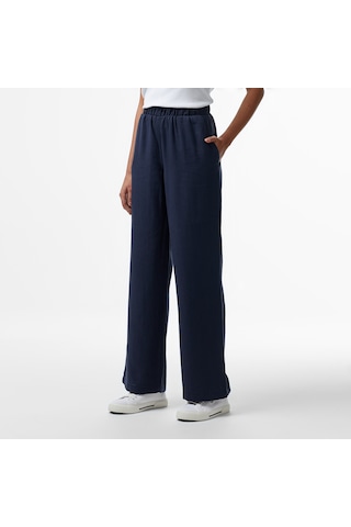 Nautica Kadın Lacivert Regular Fit Keten Karışımlı Pantolon Düz 55p703t Lacivert