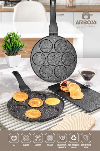 Funny Emoji Pankek Krep Tavası 26 Cm Siyah
