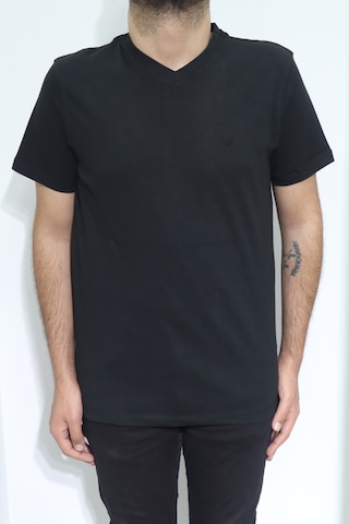Santa Dmctekstil Erkek Düz Spor Kesim Kalıbı Rahat V Yaka T-shirt Siyah