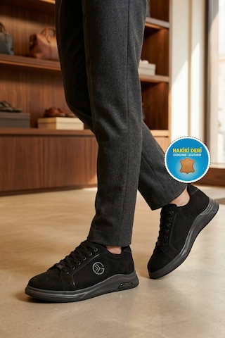 Komcero Siyah Hakiki Deri Erkek Casual Ayakkabı 6y2801-9676 M