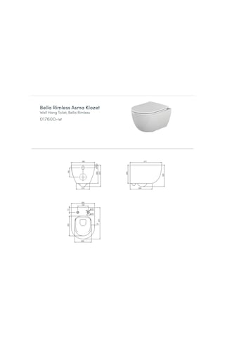 Bella Kanalsız Asma Klozet, Yavaş Kapanır Kapak