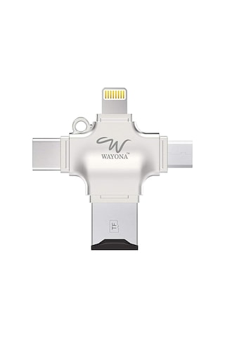 4'ü 1 Arada Otg Kart Okuyucu Dört Bağlantı Noktası: Lightning + Tip C + Micro Usb + Usb Kart Okuyucu