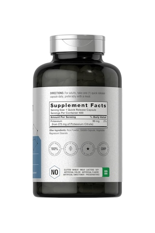 Horbaach Potassium Citrate 275 Mg 400 Capsules Non-gmo, Glute... Aromasız