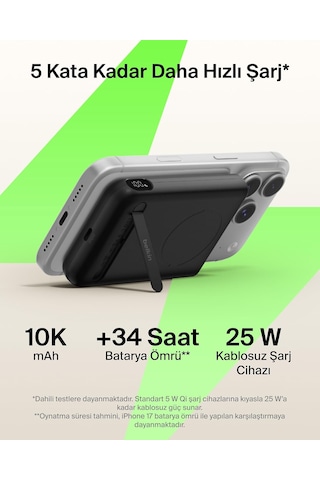 Belkin Ultracharge Pro 5000 Mah Manyetik Stantlı Power Bank, 25 W - Siyah