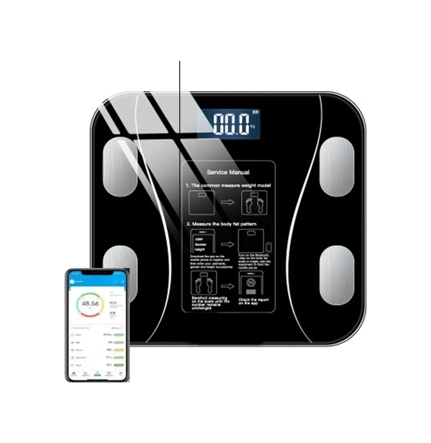Techfit Dijital Baskül Tf-1075 Bluetooth Özellikli Hassas Ölçüm 2.5-180kg