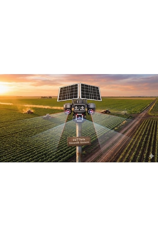 4g 4 Kameralı Sım Kart 1 Yıl 60 Gb Kablosuz Bahçe Depo Arazi İçin Çift Güneş Paneli Solar Kamera