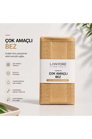 Lanyore Home Clean Premium Çok Amaçlı Temizlik Bez Sarı 55x40