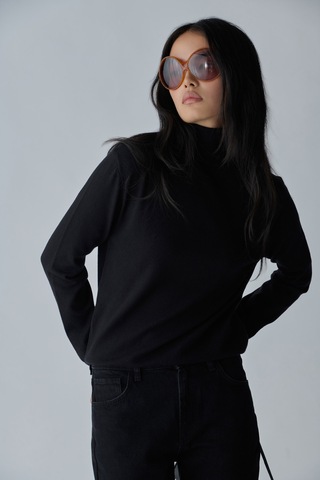 Suud Collection Siyah Balıkçı Yaka Triko Kazak