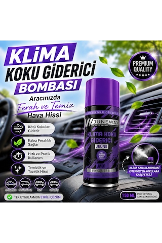 Klima Koku Giderici Bombası 150 Ml - Araç İçi Koku Giderici, Klima Temizleyici, Kalıcı Ferahlık Jeune Mor Koku