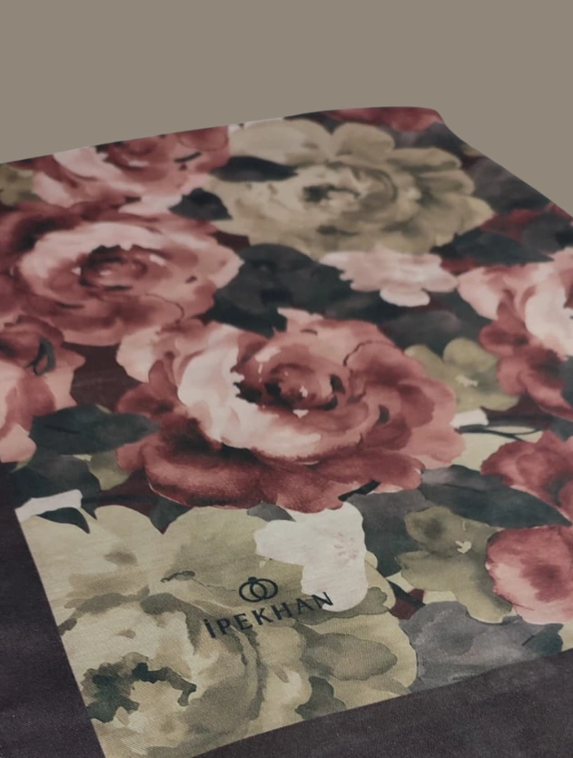 Bordo Winter Bloom Soft Şal Bordo