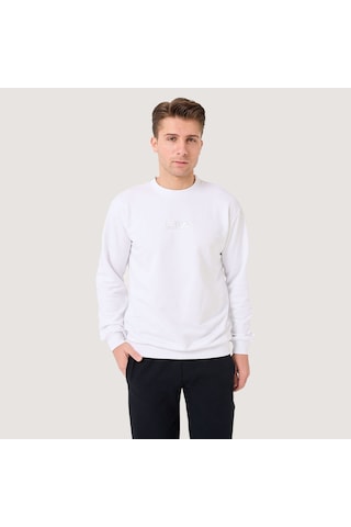Beyaz Fila Erkek Bisiklet Yaka Sweatshirt Deva Fam0570 BEYAZ
