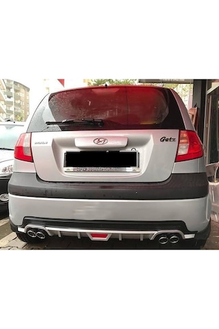 Hyundai Getz Uyumlu Siyah Difüzör Difizör Yuvarlak Egzoz Görünüm Kulaklı Tip