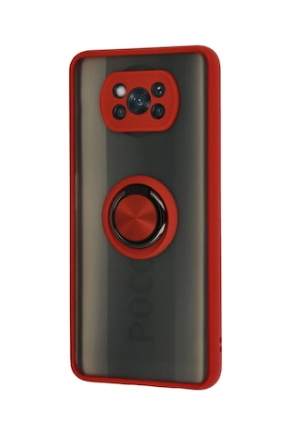 Newface - 943 - Xiaomi Pocophone X3 Kılıf Montreal Yüzüklü Silikon Kapak - Ece-umay - - Kırmızı