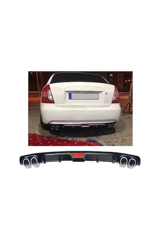Hyundai Accent Era Uyumlu Body Kit Difüzör 4 Çıkış Siyah Yuvarlak