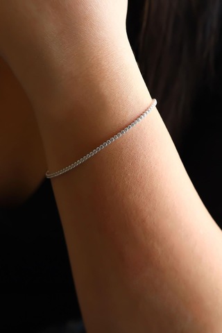 Semiz Altın Beyaz Su Yolu Altın Bileklik Beyaz Altın