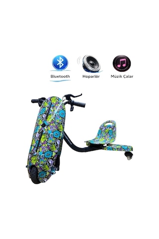 Drift Car Elektrikli Kaykay Drift Scooter Bluetooth Hoparlörlü RS-R1 Alphabet Grafiti