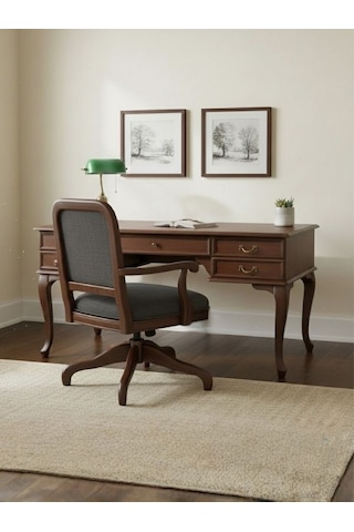 Throne Fransız Still Çekmeceli Ahşap Çalışma Masası 75x160 Ceviz