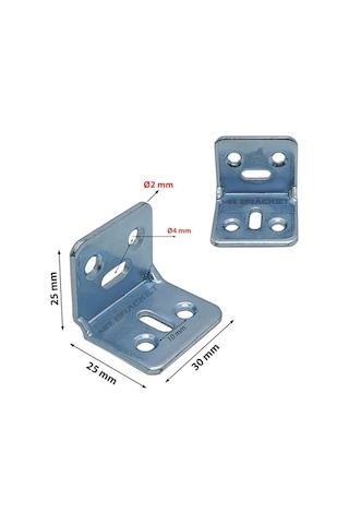 Mr.bracket 10 Ad. L Demir Gönye Köşebent 30x25x25mm - Mobilya Dolap Raf Masa Köşe Bağlantı Birleştirme Sabitleme Çok Renkli