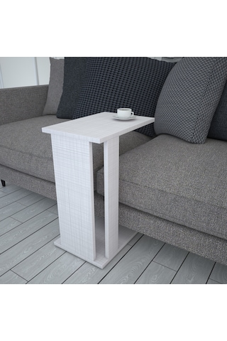 Pasific Home Çok Amaçlı Tekerlekli C Koltuk Sehpası - Açık Koton