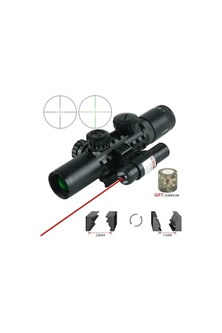 3-9x26 Çift Işıklı Ayarlanır Zoomlu Nişangah Hedefleyici Tfek Dürbünü - Kendinden Sabit Ayaklı Avcı Dürbünü Siyah