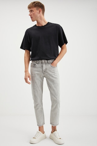 Gılberto  Erkek Carrot Fit Havuç Paça Eskitme Yıkamalı Kalın Dokulu Denim Açık Gri Jeans