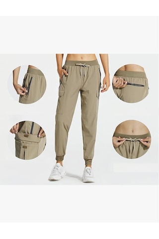 Kadın Quich Dry Hiking Athletic Joggers Doğa Yürüyüşü Günlük Pantolon 001 Bej