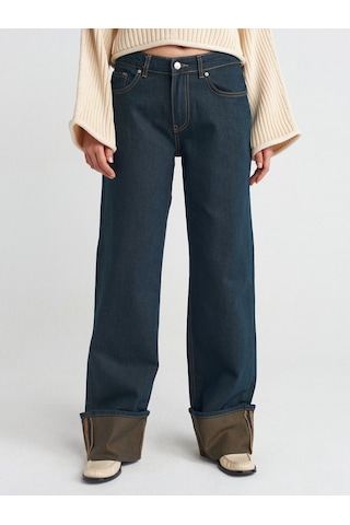 Dilvin 71763 Paçası Kıvrık Tintli Denim Pantolon Tint