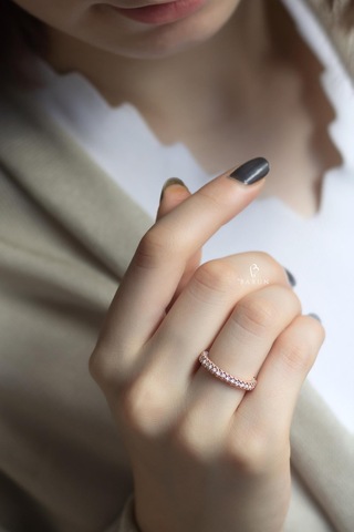 Tamtur Tek Sıra Yuvarlak Taşlı 925 Ayar Gümüş Yüzük