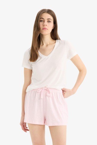 Defacto Regular Fit Beli Lastikli Şort Pijama Altı-fall İn Love E7362ax25smpn648 Pembe