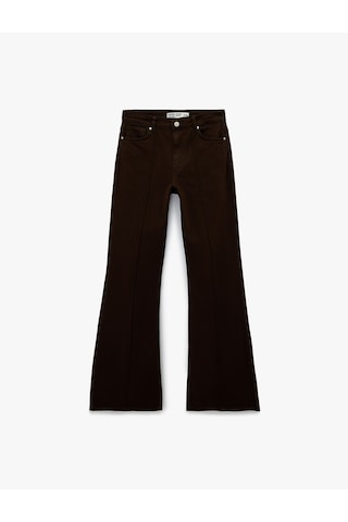 Koton Pamuklu Cepli Düğmeli Dar Kesim İspanyol Paça Denim Pantolon - Flare Jeans Koyu Kahverengi 6sal40057mw Koyu Kahve