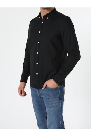 Colin's Slim Fit Shirt Neck Erkek Siyah Uzun Kol Gömlek CL1048576_Q1.V1_BLK