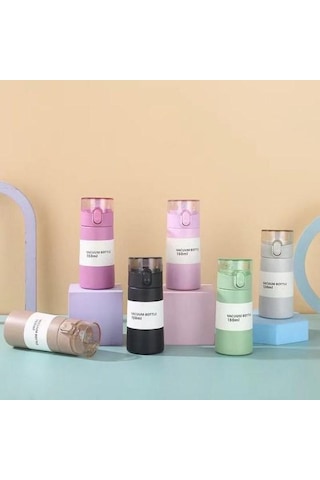 Pembe 150/250 Ml Yalıtımlı Bardak Sızdırmaz Tek Tuşla Açılan Silikon Meme Taşınabilir Uzun Ömürlü Yalıtım Paslanmaz Çelik Termal Kupa 250ml