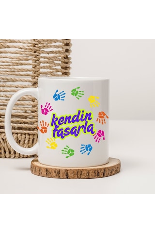 Kişiye Özel Baskılı Kupa Bardak Kendin Tasarla Beyaz