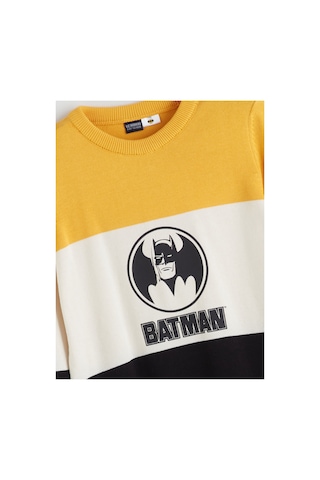 LC Waikiki Alıta Cıty Farkıyla Lcw Kids Sarı Oval Yaka Batman Baskılı Erkek Çocuk Triko Kazak Sari - 925590001 Sari