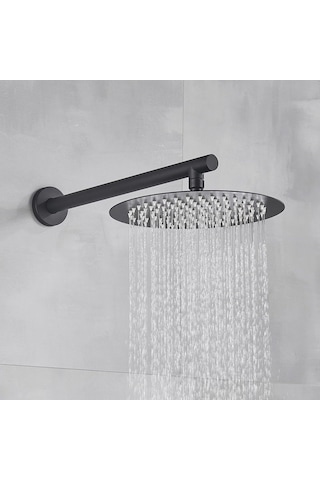 Fause Ankastre Duş Başlığı Borulu Oval Slim Metal 25 Cm Siyah Diğer