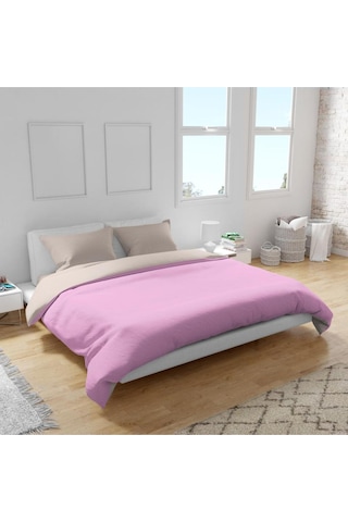 Plain Pembe Krem Ranforce Pamuklu Tek Kişilik Nevresim Takımı