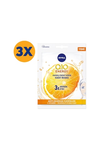 Nivea Q10 Energy Oksidan İçerikler C Vitamini Kağıt Maske 3'lü